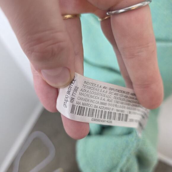 Zara Green Knit Sweater Tie Waist Sleeveless Cute Midi Dress Size Medium - Picture 8 of 9